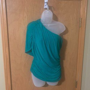 Studio Y Women's Medium : M : Teal One shoulder Draped Shirt Ruching